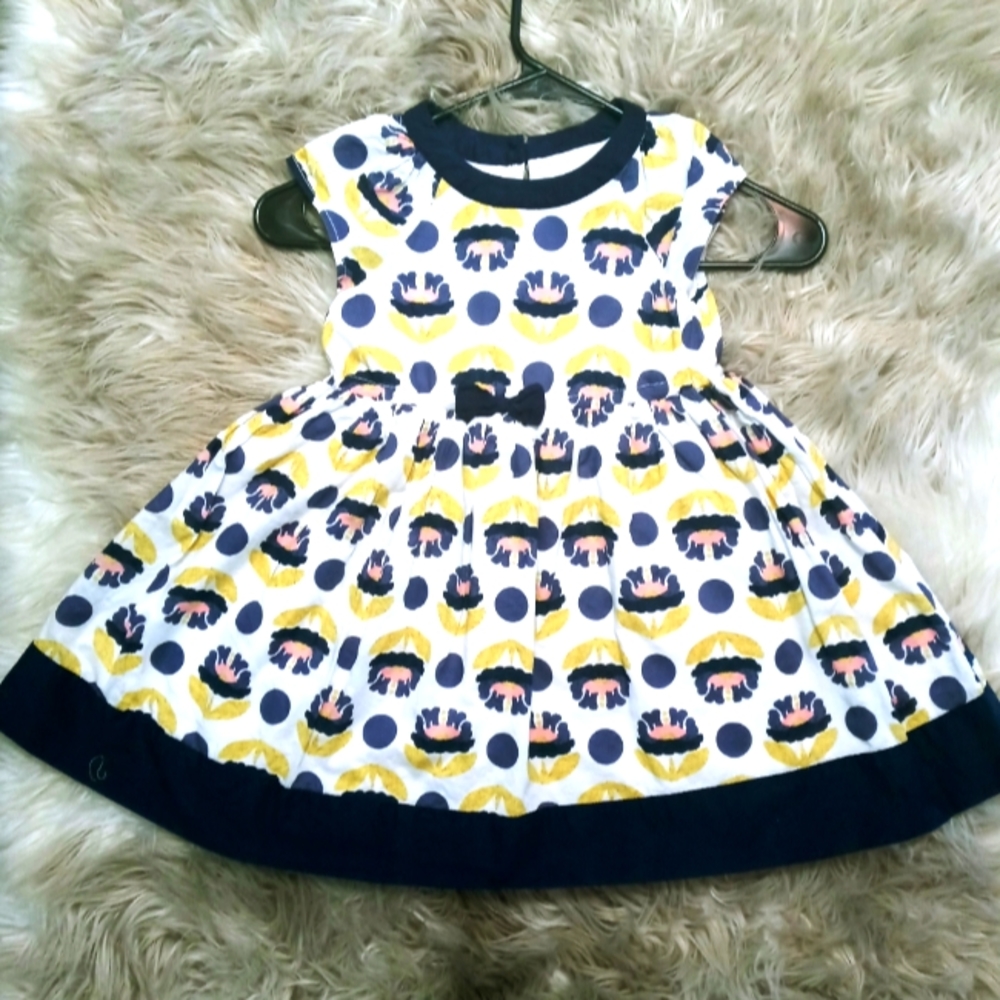 Girls Floral Dress. White. Gold. Navy Blue. Pink